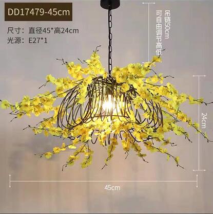 Small Fresh Simulation Light Yellow Flower Chandelier Theme Music Restaurant Clear Bar Decoration