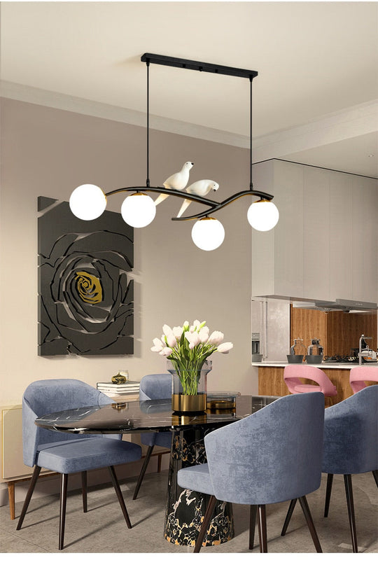 Nordic Modern Bird Pendant Lights White Glass Ball Lighting