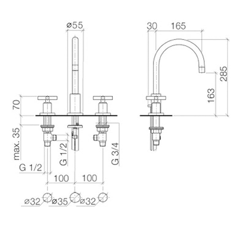 Two Handle Bathroom Faucet 3 Hole 8 Inch Basin Faucets Lavatory Sink With Hose Chrome High Arc