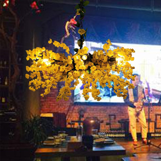 Milk Tea Shop Atmosphere Light Yellow Simulation Flower Pendant Window Decoration Lamps Bar