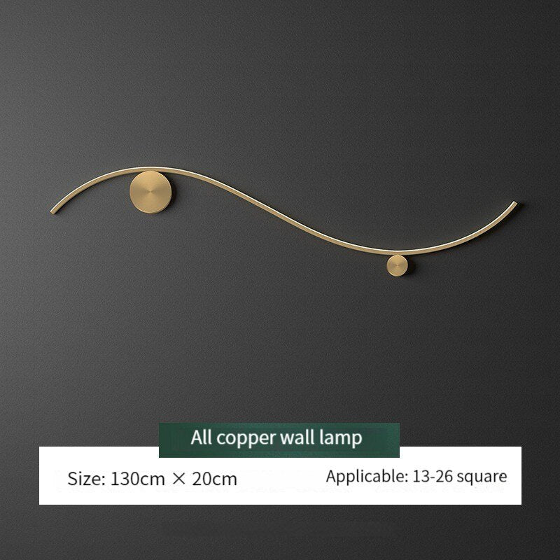 Nordic All Copper Led Wall Light Gold Black B Color 130Cm / Warm Light 3000K Lamp