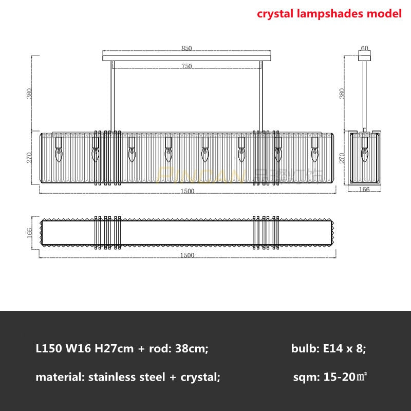 American Luxury Steel Led E14 Pendant Lights Dining Room Gold Lustre Straight Hanging Lamp Deco