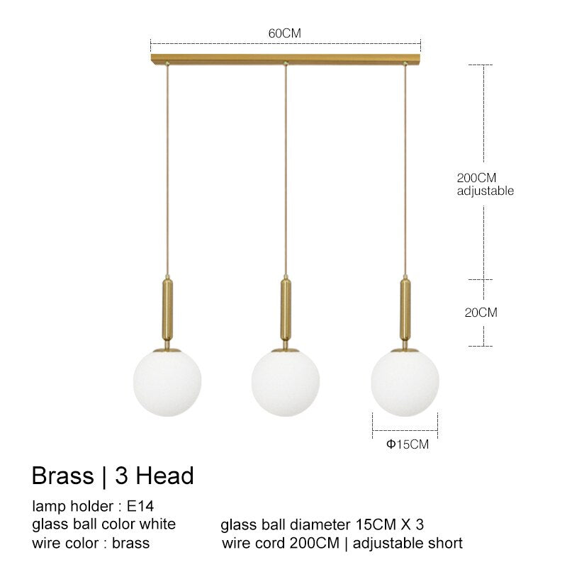 Nordic Modern Glass Ball Chandeliers Lighting For Dining Room Home Decor Pendant Light Kitchen