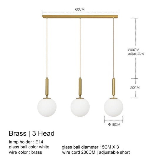 Nordic Modern Glass Ball Chandeliers Lighting For Dining Room Home Decor Pendant Light Kitchen