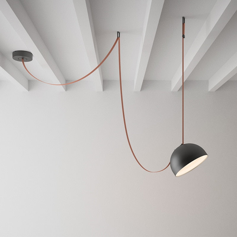 Trendy Diy Long Belt Black Orange Pendant Light Chandelier Luminaire Suspension Lamp For Living Room