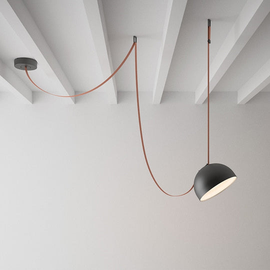 Trendy Diy Long Belt Black Orange Pendant Light Chandelier Luminaire Suspension Lamp For Living Room