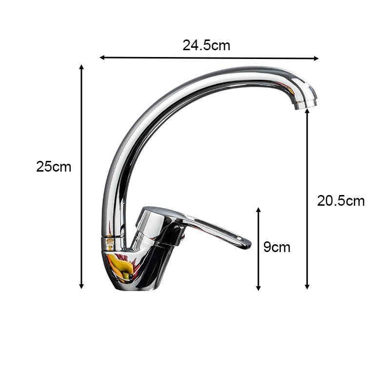 Polished Kitchen Basin Faucet Cold And Hot Chrome Black 360 Rotating Single Handle Torneira Home