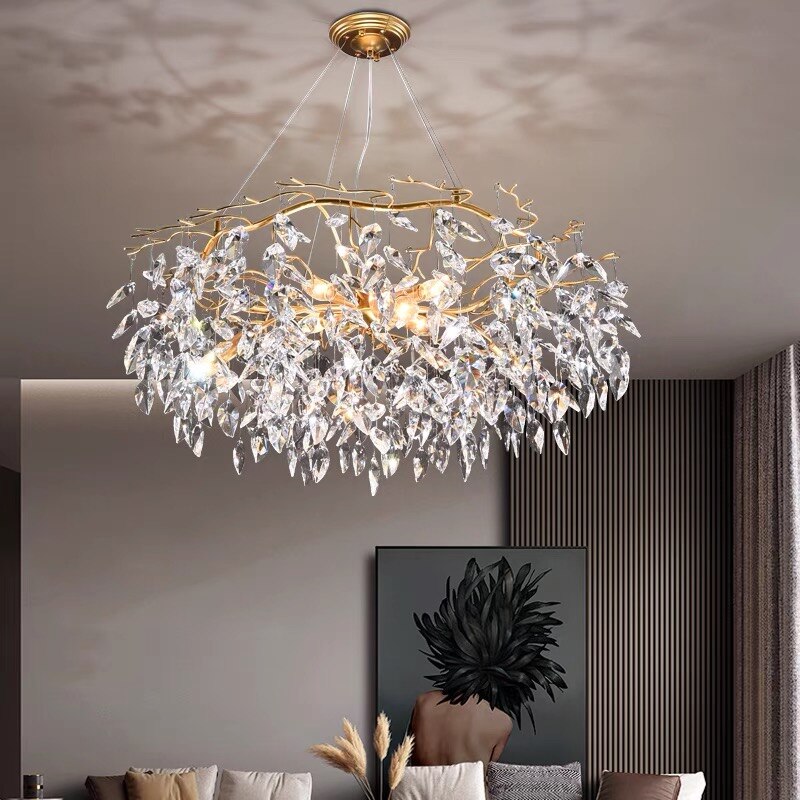 Modern Led Crystal Chandelier Lighting Luxury Home Decor Lamp For Living Room Hotel Hall Villa Art