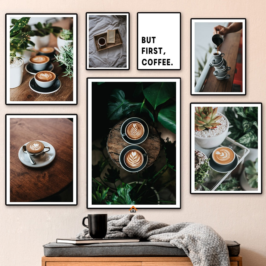 Nordic Coffee And Afternoon Tea Canvas Wall Art: Decorative Poster Prints Painting