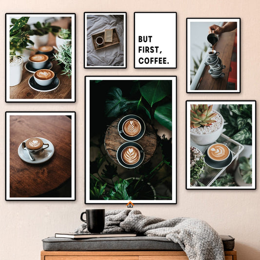 Nordic Coffee And Afternoon Tea Canvas Wall Art: Decorative Poster Prints Painting
