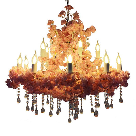 Simulation Flower Crystal Restaurant Wedding Banquet Pendant Light Art Hotel Decoration Green Plant