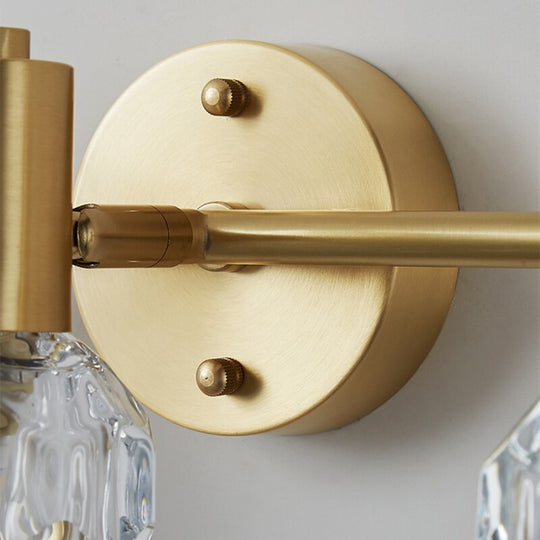 Modern Nordic Crystal Mirror Sconce Gold Luxury Simple Bedroom Bathroom Cabinet Wall Lamp Metal