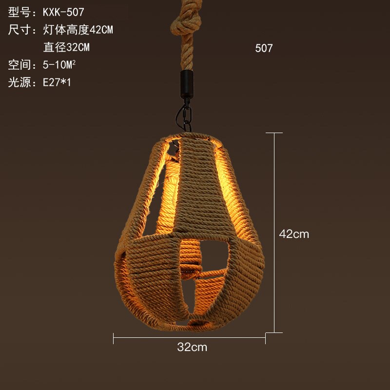 Vintage Retro Hemp Rope Industrial Pendant Light For Living Room Home Design Kitchen Fixtures