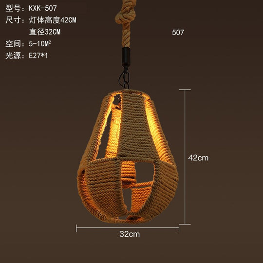 Vintage Retro Hemp Rope Industrial Pendant Light For Living Room Home Design Kitchen Fixtures
