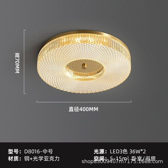 New Round Ceiling Lamp Led Light Luxury All - Copper Lamps For Living Room Restaurant Aisle Sun