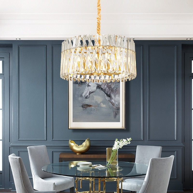 Nordic Luxury Gold Crystal Led Ceiling Lamp - Dimmable Chandelier For Home Decor & Dining Room