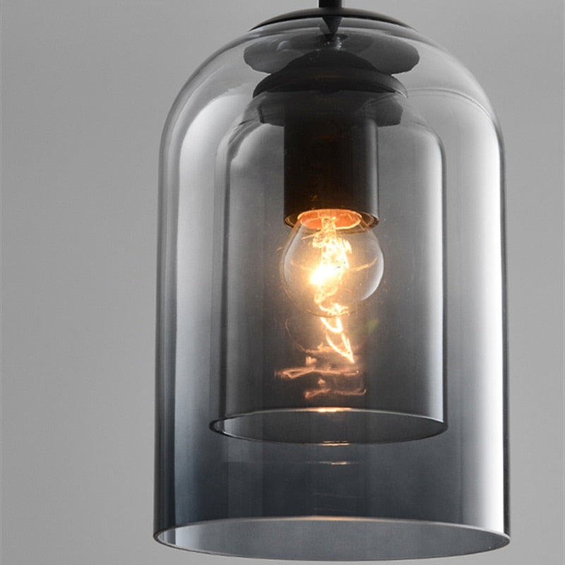 Postmodern Nordic Double Glass Pendant Light - Stylish Luminaire For Bedroom Dining Room And Bar