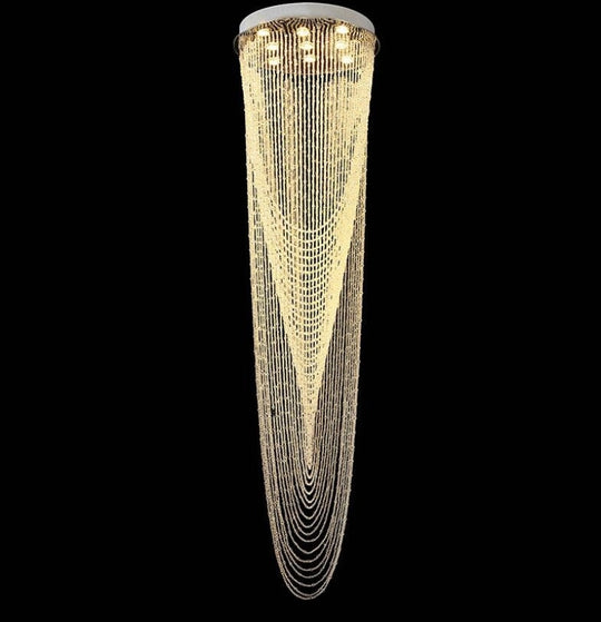 Rotary Crystal Staircase Chandelier Loft Decorative Lighting Long Tassel Crystal Chain Led Living