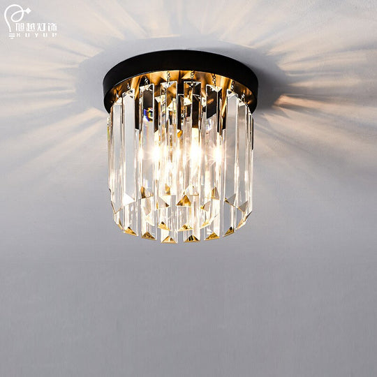 American Round Crystal Ceiling Lamp Modern Simple Corridor Lights Fixture Decor Home Lighting