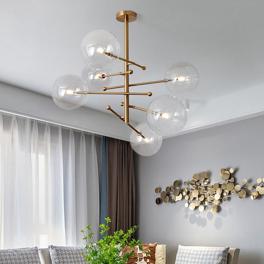 Modern Bronze Glass Pendant Light Bubbles Chandelier Study Living Room Restaurant Hanging Lamp Decor