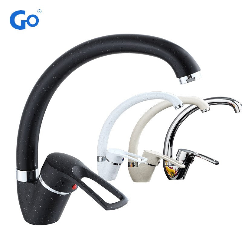 Polished Kitchen Basin Faucet Cold And Hot Chrome Black 360 Rotating Single Handle Torneira Home