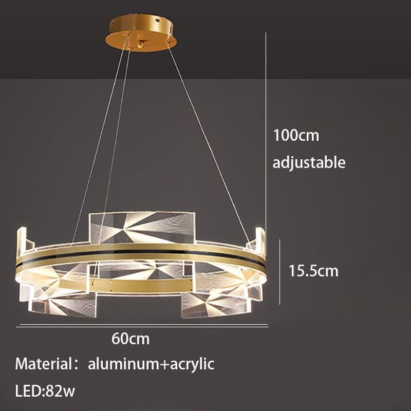 New Style Round Led Pendant Lights Art Pattern Living Room Restaurant Hang Lamp Remote Control