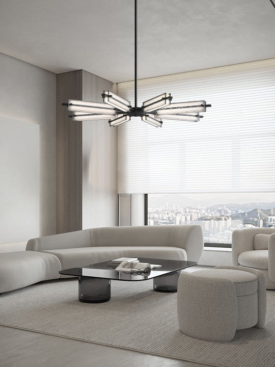Minimal All - Copper Living Room Main Chandelier Light Luxury High - End Glass Dining Windmill Lamp