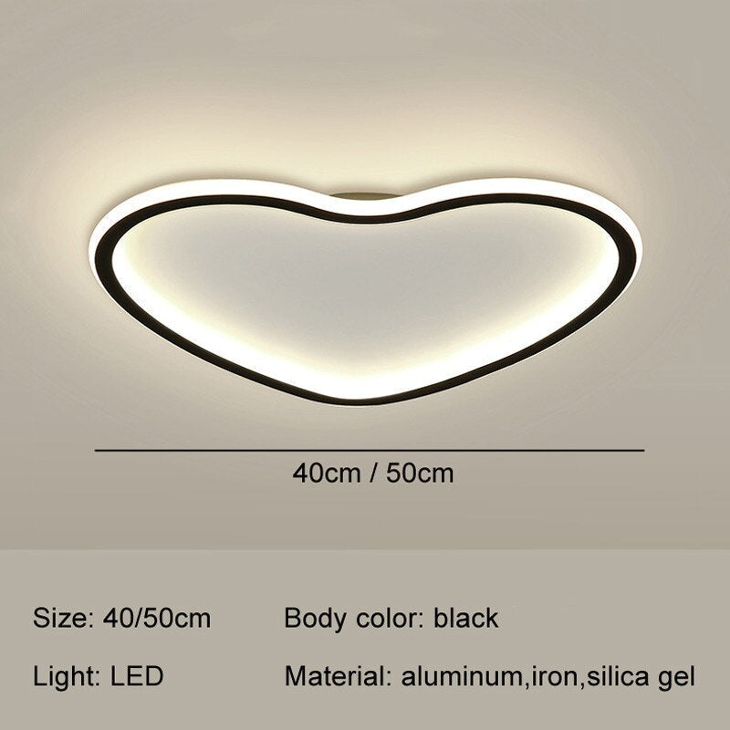 Princess Heart Led Modern Ceiling Lamps Dimmable Children Room Living Bedroom Lighting Wedding