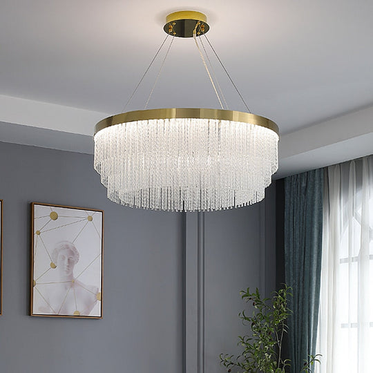 Moden Chandelier Lighting For Living Room Luxury Round Twisted Crystal Pendant Lamp Home Indoor