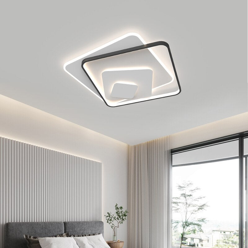 Nordic Modern Minimalist Bedroom Chandeliers White Black Led Ring Lamp Style Living Room Lights