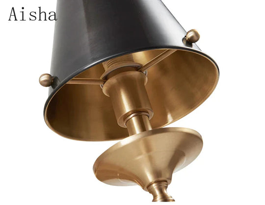 Aisha - American Copper Wall Lamp Black/Gold Living Room Background Light Luxury Bedroom Study