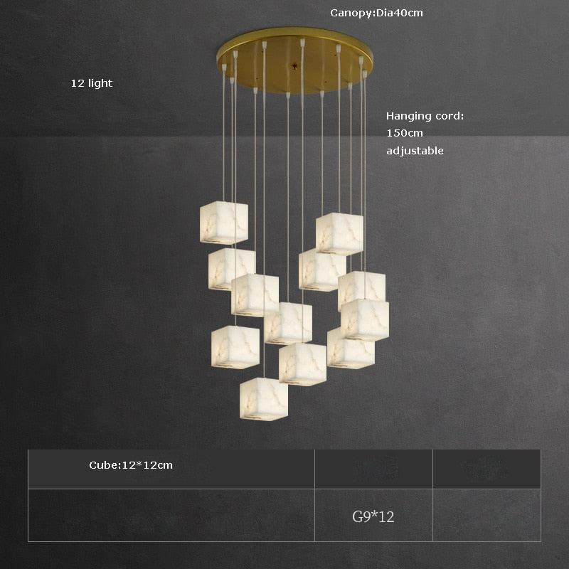Retro Marble Rubik Cube Led Lustre Pendant Lights. Hanging Lamps For Ceiling Suspension Luminaire
