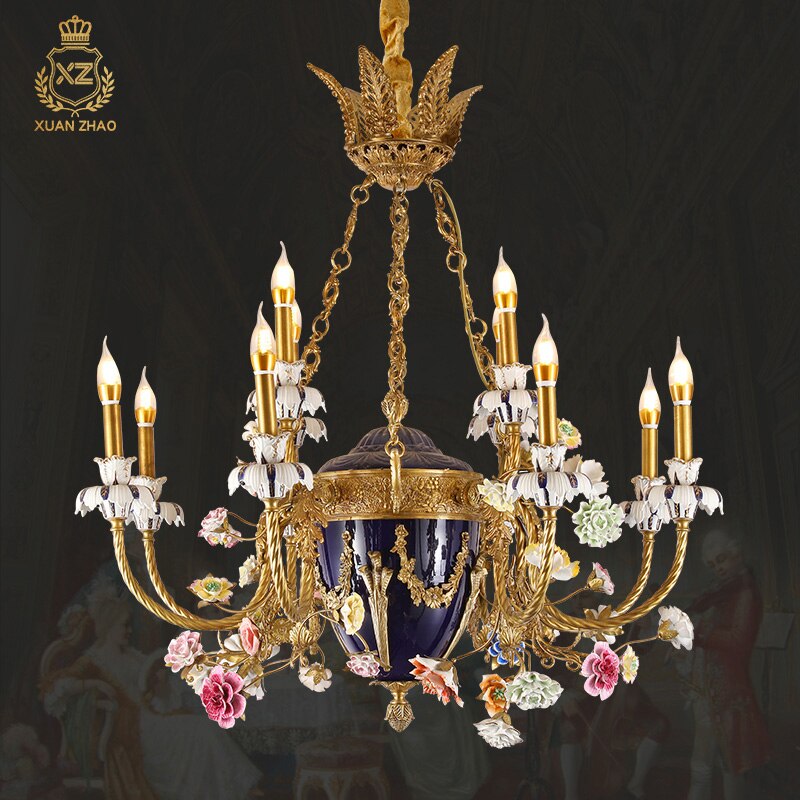 French Mid Century Large Ceramic Classic Luxury Luster Chandelier 6Lights D80 H85Cm Chandelier