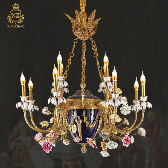 French Mid Century Large Ceramic Classic Luxury Luster Chandelier 6Lights D80 H85Cm Chandelier