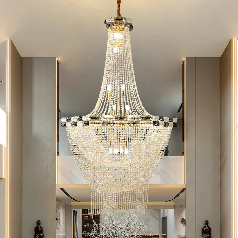 European Style Led Pendant Light - A Luxurious Crystal Chandelier For Living Room Hotel Lobby And