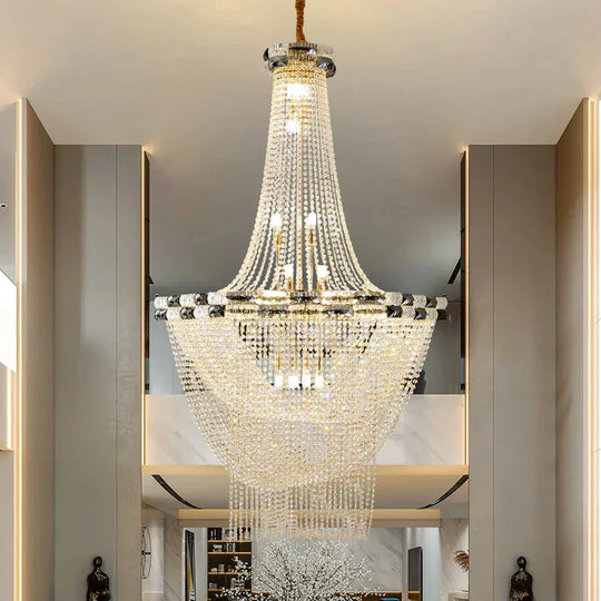 European Style Led Pendant Light - A Luxurious Crystal Chandelier For Living Room Hotel Lobby And