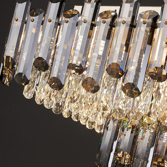 Modern Luxury Crystal Ceiling Chandelier For Living Dining Room New Design Kitchen Rectangular Led