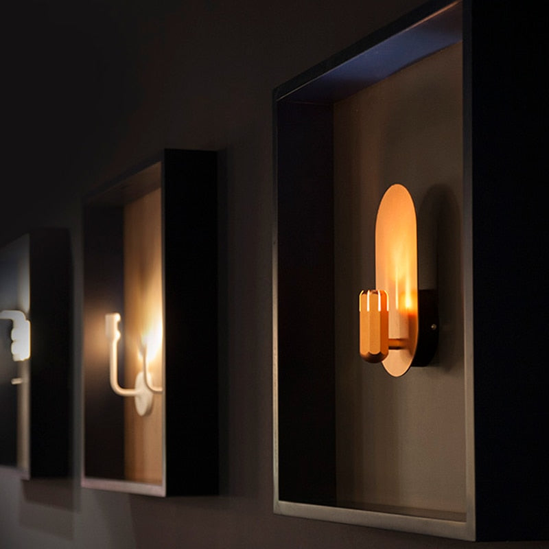 Nordic Luxury Rose Gold Led Wall Light Modern Creative Model Room Stairs Bedroom Bedside Lamp Home