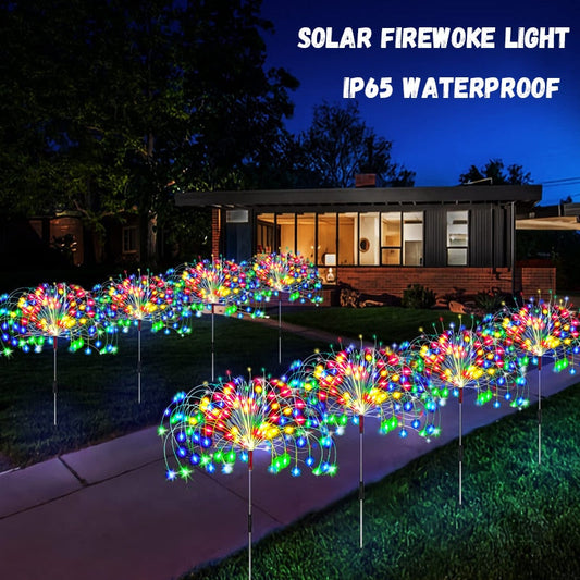 Outdoor Solar Garden Lawn Firework Lights Waterproof Landscape Decor Lamp For Pathway Backyard