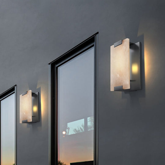 Rectangle Natural Marble Led Wall Lights Copper Foyer Bedside Aisle Indoor Lamp Gold Black Sconce