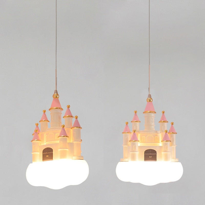Creative Castle Pendant Lamp Chandelier For Children Room Bedroom Light Girl Bedside Ceiling