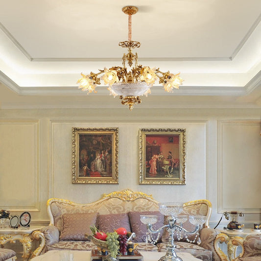 European New Design Led Glass Lampshade Light Brass Pendant Home Living Dining Room Chandelier