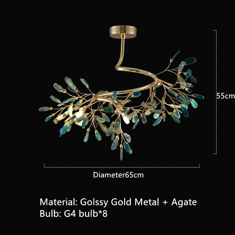 Beautiful Natural Agate Pendant Lights Foyer Bedroom Restaurant Hanging Lamp Gold Metal G4 Bulb Home