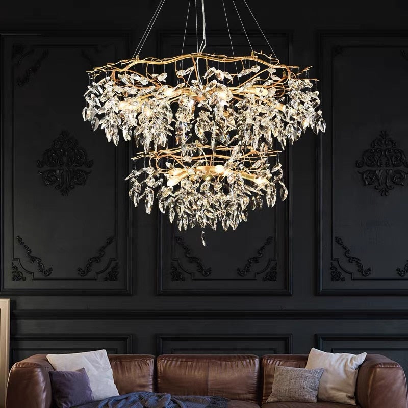 Modern Led Crystal Chandelier Lighting Luxury Home Decor Lamp For Living Room Hotel Hall Villa Art