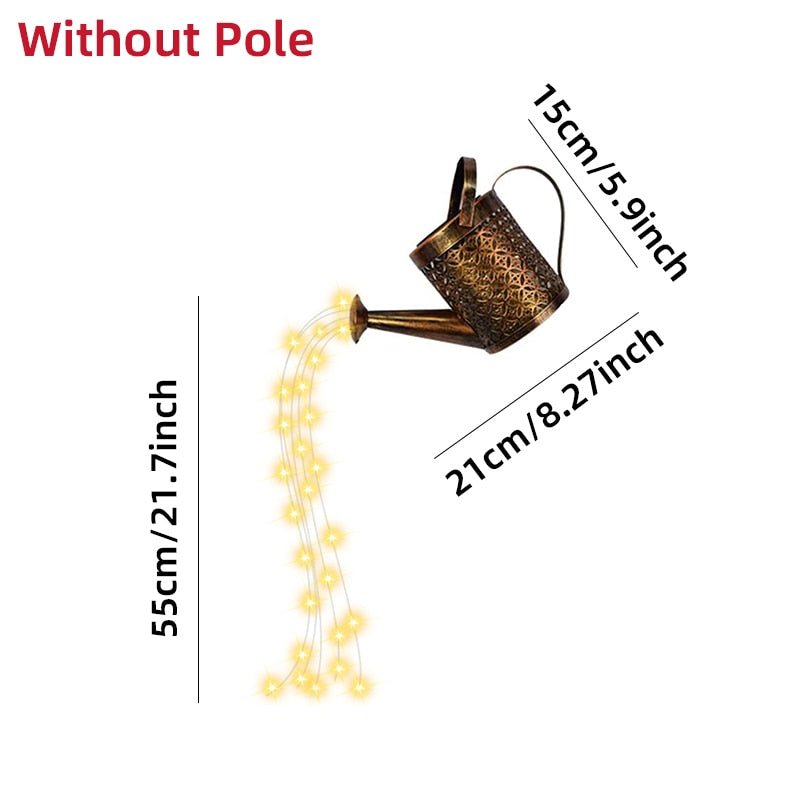 Solar Led String Light Enchanted Watering Can Waterproof Garden Decor Metal Retro Lamp Outdoor