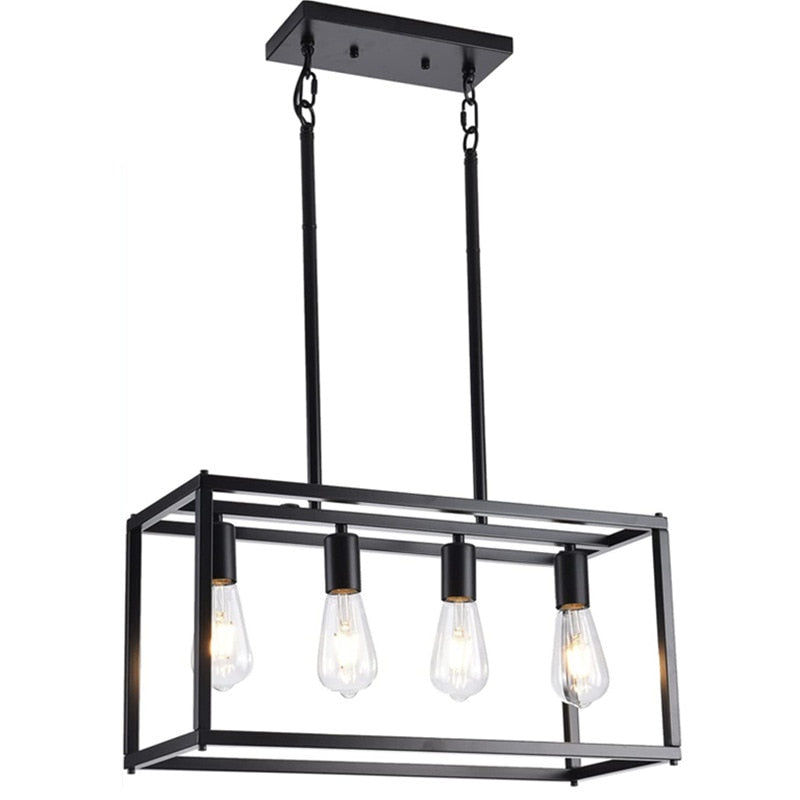 American Retro Iron Chandelier Dining Room Kitchen Study Decorative Industrial Style Black