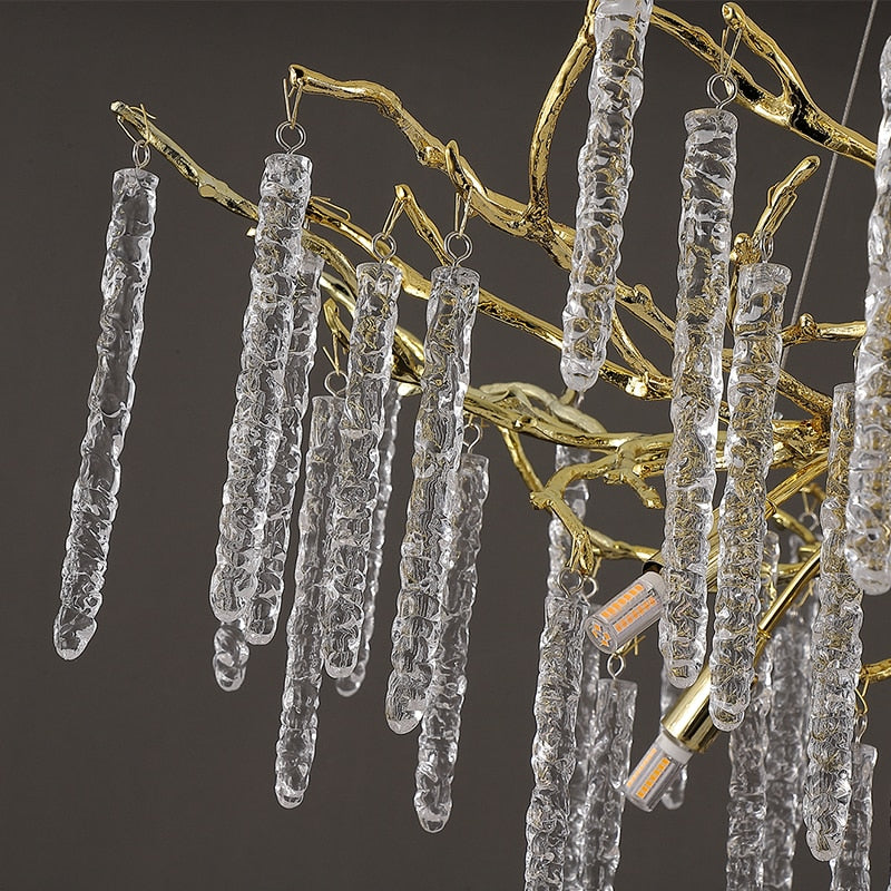 Modern Crystal Chandelier Manufacturer Golden Branch Indoor Luxury Hotel Restaurant Ceiling Hanging