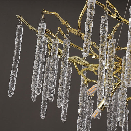 Modern Crystal Chandelier Manufacturer Golden Branch Indoor Luxury Hotel Restaurant Ceiling Hanging