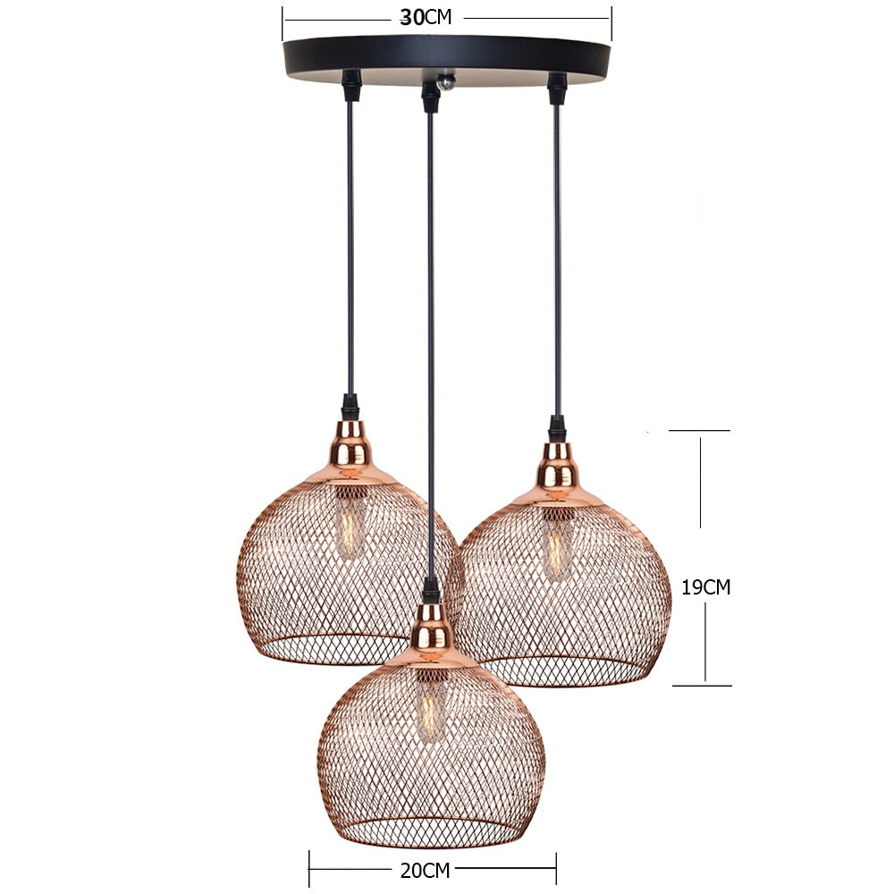 Nordic Restaurant Bar Lighting Living Room Walkway Retro Rose Gold Bird Cage Creative Light Fixture