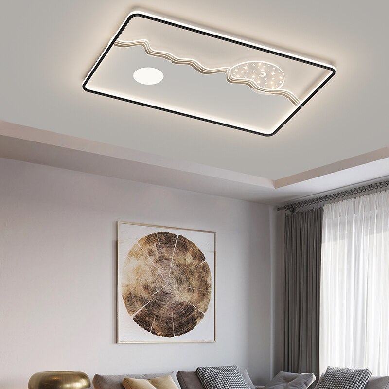 Living Room Ceiling Lights Modern Minimalist Square Round Home Light Luxury Golden Black Bedroom